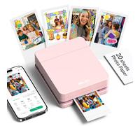 Nelko PP01 2x3 Portable Photo Printer with 20 Sheets, Pink | Instant Inkjet Mini Printer, Sticky-Back Photos, Bluetooth Smartphone Compatible with iOS/Android, Pocket Size, App Editing