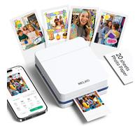 Nelko PP01 2x3 Portable Photo Printer with 20 Sheets, White | Instant Inkjet Mini Printer, Sticky-Back Photos, Bluetooth Smartphone Compatible with iOS/Android, Pocket Size, App Editing