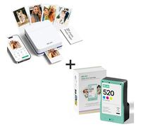 Nelko PP01 White Photo Printer + 1 Ink Cartridge, Portable Mini Sticker Printer for iOS & Android, Instant Photo Printing, Fun App