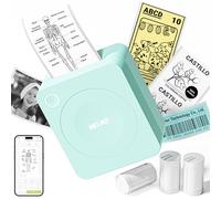 Nelko Sticker Printer, PM230 Mini Printer Bluetooth Portable Sticker Maker with 3 Rolls, for DIY Creation, Study Notes, Pictures, Receipts, List, Multiple Templates for Phone & Tablet, Green