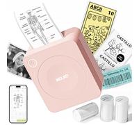 Nelko Sticker Printer, PM230 Mini Printer Bluetooth Portable Sticker Maker with 3 Rolls, for DIY Creation, Study Notes, Pictures, Receipts, List, Multiple Templates for Phone & Tablet, Pink