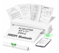 NelkoGlobal Portable Printer for Travel, Bluetooth Wireless Thermal Printer Support 8.5" X 11" US Letter & A4 Thermal Paper, Compatible with iOS, Android & Laptop for Office Car Home (White)