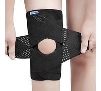 NELLHOMY Knee Support w/ Dual Side Stabilizers, Knee Brace w/ Open Patella & Adjustable V-shape Fastening Straps,Medical Knee Pads Men & Women Meniscus Tear,ACL,Joint Pain Relief -1 PCS(Black,XL)