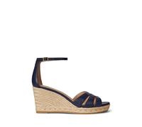 Nellie Leather Wedge Sandals Navy Blue