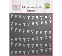 Nellie's Choice 3D Embossing Folder Bunting Flags - 5.9 x 5.9" (15 x 15 cm) Background - Card Making Supplies, Scrapbook Accessories, DIY, Journaling, and Craft Supplies, Grey
