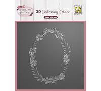 Nellie's Choice 3D Embossing Folder Flower Easter Wreath Design 5.91 x 5.91 inches Making Supplies for Journaling, Blank Cards and Envelopes-Scrapbook Accessories, Grey, One Size