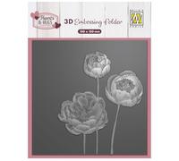 Nellie's Choice 3D Embossing Folder-Flowers 5.9 x 5.9-Card Making Supplies for Journaling, Scrapbooking and Paper Crafts, Gray, 15 x 15 cm