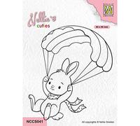 Nellie's Choice Clear Bunny with Parachute 3.1 x 3.5 (8 x 9 cm) -Scrapbooking, Crafting, Card Making Supplies-Silicone Acrylic Block and Stamping Platform