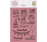 Nellie's Choice Clear Party Designs and Texts 16 Pcs-Scrapbooking, Card Making Supplies-Silicone Crafting-Compatible with Acrylic Block and Stamping Platform, A6