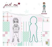 Nellie's Choice Cutting Die and Clear Stamp, Boy with Dog, 2.4 x 7.7 cm, Card Making Supplies, Metal Dies for Scrapbooking, DIY and Paper Crafts, Multiple Colours, 24x77mm