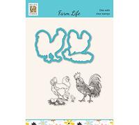 Nellie's Choice Cutting Die and Clear Stamp Chicken 4 Pcs-Metal Dies and Card Making Supplies for Scrapbooking, DIY and Paper Crafts, Blue, Various