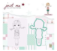 Nellie's Choice Cutting Die and Clear Stamp-Girl of 4,7 x 7,7 cm-Card Making Supplies-Metal Dies for Scrapbooking, DIY and Paper Crafts, Multiple Colours, 47x77mm