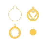 Nellie's Choice Cutting Die Christmas Baubles-4 Shape 7,5 x 8,5 cm-Card Making Supplies-Metal Dies for Scrapbooking, DIY and Paper Crafts, Yellow, 75x85mm