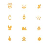 Nellie's Choice Cutting Die Christmas Decorations-12 Shape 2,4 x 2,4 cm-Card Making Supplies-Metal Dies for Scrapbooking, DIY and Paper Crafts, Yellow, 24x24mm