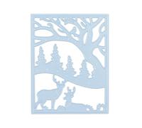 Nellie's Choice Cutting Die Christmas Scene, Reindeer in Forest Shape Die, Card Making Supplies, Metal Craft Dies for Scrapbooking, DIY and Paper Crafts