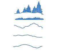 Nellie's Choice Cutting Die, Pinetrees and Mountains, 5 Shape, 15.2 x 7 cm, Card Making Supplies, Metal Dies for Scrapbooking, DIY and Paper Crafts, Blue, 152x70mm