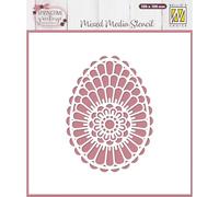 Nellie's Choice Easter Egg Flower Wreath 5.9 x 5.9 inch / 15 x 15 cm-Reusable Stencil for Crafts, Scrapbooking, Cardmaking and Other Papercrafts, White, One Size