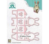 Nellie's Choice Easter Gift Box Cutting Die - Easter Bunny Box - 13,5 x 11,5 cm Wrapping Die - 7 Pcs - Card Making Supplies - Metal Craft Dies for Scrapbooking, DIY and Paper Crafts