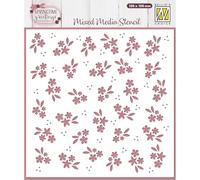 Nellie's Choice Flowers 5.9 x 5.9 inch / 15 x 15 cm-Reusable Stencil for Crafts, Scrapbooking, Cardmaking and Other Papercrafts, White, One Size