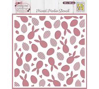 Nellie's Choice Stencil Bunnies and Easter Eggs 5.9 x 5.9 inch / 15 x 15 cm - Reusable Stencil for Crafts, Scrapbooking, Cardmaking and Other Papercrafts