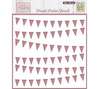 Nellie's Choice Stencil Bunting Flags - Reusable Stencil for Crafts of 5.9 x 5.9" (15 x 15 cm) - Scrapbooking, Cardmaking and Other Papercrafts