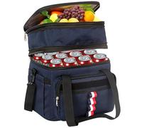 Neloheac 20L Dual Compartment Cooler Bag, Portable Lunch Bag Insulated Leak Proof 24+12 Cans 12+Hours for Outdoor Beach Picnic Camping Lunch Breakfast, Navy Blue