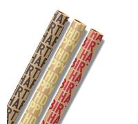 Neloheac Happy Birthday Wrapping Paper Rolls, 3 Rolls 43cm x 3m Recycled Kraft Brown Gift Wrapping Paper for Birthday Gifts Party Decoration