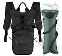 Neloheac Hydration Backpack with 3L Water Bladder, 15L Multi-Pocket Military Tactical Hydration Packs, Lightweight Hiking Daypack for Cycling Running Camping Trail Running, Black