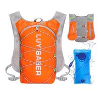 Neloheac Running Vest with 2L Water Bladder, Ultralight Multi-pockets Hydration Backpack for Women & Men, Hydration Pack for Hiking Biking Camping, Orange