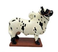 Nelore Bull Liquor Dispenser - 2025 New Handcrafted Brazilian Style Decanter with Stable Wood Base, Wine Aerator Pourer Spout, Home Bar Decor & Shot Dispenser (White)