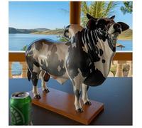 Nelore Bull Liquor Dispenser, 2L Handcrafted Alcohol Decanter with Wooden Base, Funny Brazilian Bull Bottle Holder for Whiskey Scotch Vodka Wine, Unique Home Bar Accessory for Bar Whiskey Lover (A)