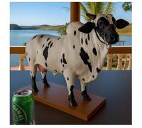 Nelore Bull Liquor Dispenser, 2L Handcrafted Alcohol Decanter with Wooden Base, Funny Brazilian Bull Bottle Holder for Whiskey Scotch Vodka Wine, Unique Home Bar Accessory for Bar Whiskey Lover (C)