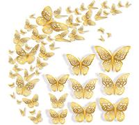 Nelotaor 72 Pcs Butterfly Wall Decor, 3 Styles 3 Sizes 3D Gold Butterfly, Wedding Decorations, Birthday Party Decorations, Girls Bedroom Decoration(72 Pcs, Gold)