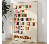 Nelson Mandela Painting Inspirational Word Wall Art Education Quote Poster Motivational Artwork Positive Canvas Wall Art Modern Educational Posters Colorful Inspirational Canvas 16x24inch Frameless