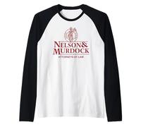 Nelson & Murdock Attorneys at Law Justice is Blind Red Ink Raglan Baseball Tee