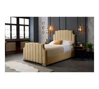 Nelson Plush Velvet Beige Bed Frame