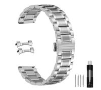 Nelumbo Quick Release Metal Chain Butterfly Clasp Watch Bands 18mm 19mm 20mm 21mm 22mm 24mm Stainless steel Watch Strap Bracelet Replacement (Silver, 21MM)