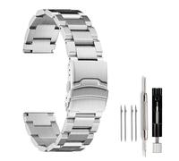 Nelumbo Watchband Classic Stainless Steel Brushed Metal Watch Strap for Women Men Watch Replacement Band Double Buckle 18mm 19mm 20mm 22mm 24mm, Silver, 18mm