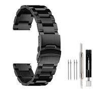 Nelumbo Watchband Classic Stainless Steel Brushed Metal Watch Strap for Women Men Watch Replacement Band Double Buckle 18mm 19mm 20mm 22mm 24mm, Black, 22 mm