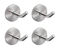 NELXULAS Brushed Stainless Steel Single Heavy Duty Short Nose Screws Wall Mount Hook,Fit for Kitchen,Bedroom,Living Room, Bathroom,Closets and Garage Storage,No Magnetic Mount Function(2", 4 PCS)