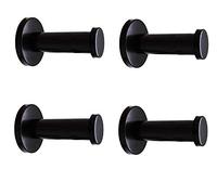 NELXULAS Classic Black Stainless Steel Heavy Duty Wall Mount Hooks, Bath Towel Hooks, Coat Hanger, Handbag Hooks, 4 in Pack (2-4/5")
