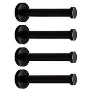 NELXULAS Classic Black Stainless Steel Heavy Duty Wall Mount Hooks, Bath Towel Hooks, Coat Hanger, Handbag Hooks, 4 in Pack (6")