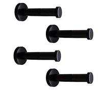 NELXULAS Classic Black Stainless Steel Heavy Duty Wall Mount Hooks, Bath Towel Hooks, Coat Hanger, Handbag Hooks, 4 in Pack (4")