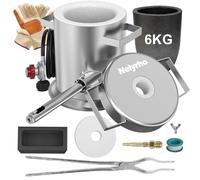 Nelyrho 6kg Stainless Steel Propane Melting Furnace Kit with Crucible and Tong Complete Home Foundry Set for Scrap Metal Recycling Gold, Silver, Copper, and Aluminum Smelting and Refining