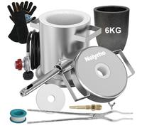 Nelyrho Melting Furnace Kit 6kg Stainless Steel Foundry with Crucible Crucible Tongs Gloves Ideal for Melting Gold, Silver, Copper and Aluminum Metal Recycling Casting Tool