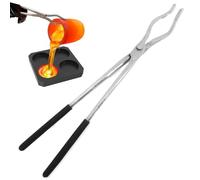 Nelyrho Silver 16" Crucible Tongs - Hinged Metalworking Tool for Smelting Gold Silver Copper Bronze, Casting & Refining Recycled Metals