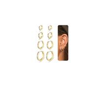 Nelytiya 4 Pairs 18K Gold Plated Hoop Earrings Set For Women Hypoallergenic Small Huggie Earring Cartilage Sleeper Earring With 5A Cubic Zirconia 6/8/10/12mm