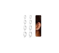 Nelytiya 4 Pairs 925 Sterling Silver Hoops Earrings For Women Small Huggies Hoop Earrings Hypoallergenic Cartilage Sleeper Earring Set 6/8/10/12mm
