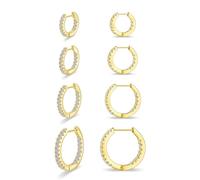 Nelytiya 4 Pairs Sterling Silver Earrings For Women Small Hoop Earrings Set | Hypoallergenic,Lightweight,Stackable,Gift,Multiple Piercing,Cartilage Earrings, Huggie Earring,Sleeper Earring,Small