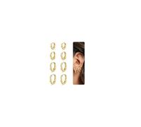 Nelytiya 4 Pairs Sterling Silver Earrings For Women Small Hoop Earrings Set | Hypoallergenic,Lightweight,Stackable,Gift,Multiple Piercing,Cartilage Earrings, Huggie Earring,Sleeper Earring,Small